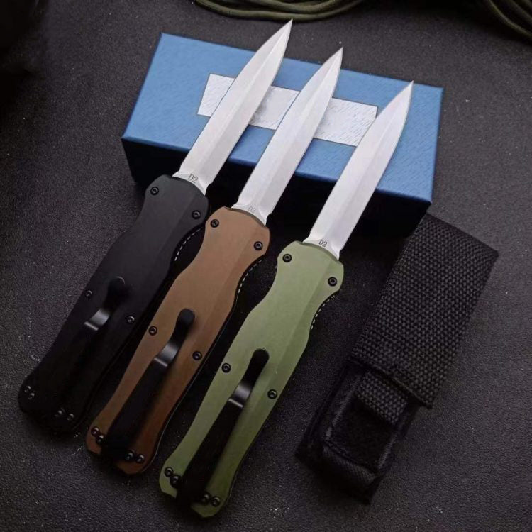 Outdoor D2 Steel Blade Tactical Knife with Lightweight Aluminum Grip