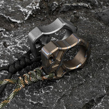 Minimalist Titanium Knuckle Duster Pendant for Single Finger Defense