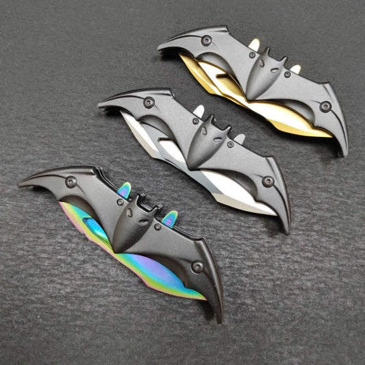 Double Blade Steel Knife with Bat Inspired Design