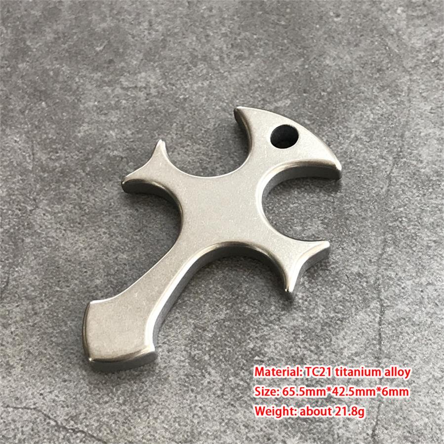 Men's Titanium Alloy Cross Finger Tiger Pendant Necklace for Tactical EDC