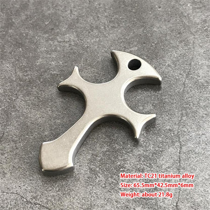 Men's Titanium Alloy Cross Finger Tiger Pendant Necklace for Tactical EDC