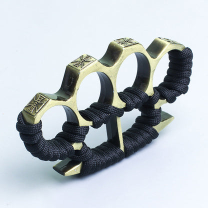 Reinforced Rope Brass Knuckle Duster Four Finger Defense Buckle Tool