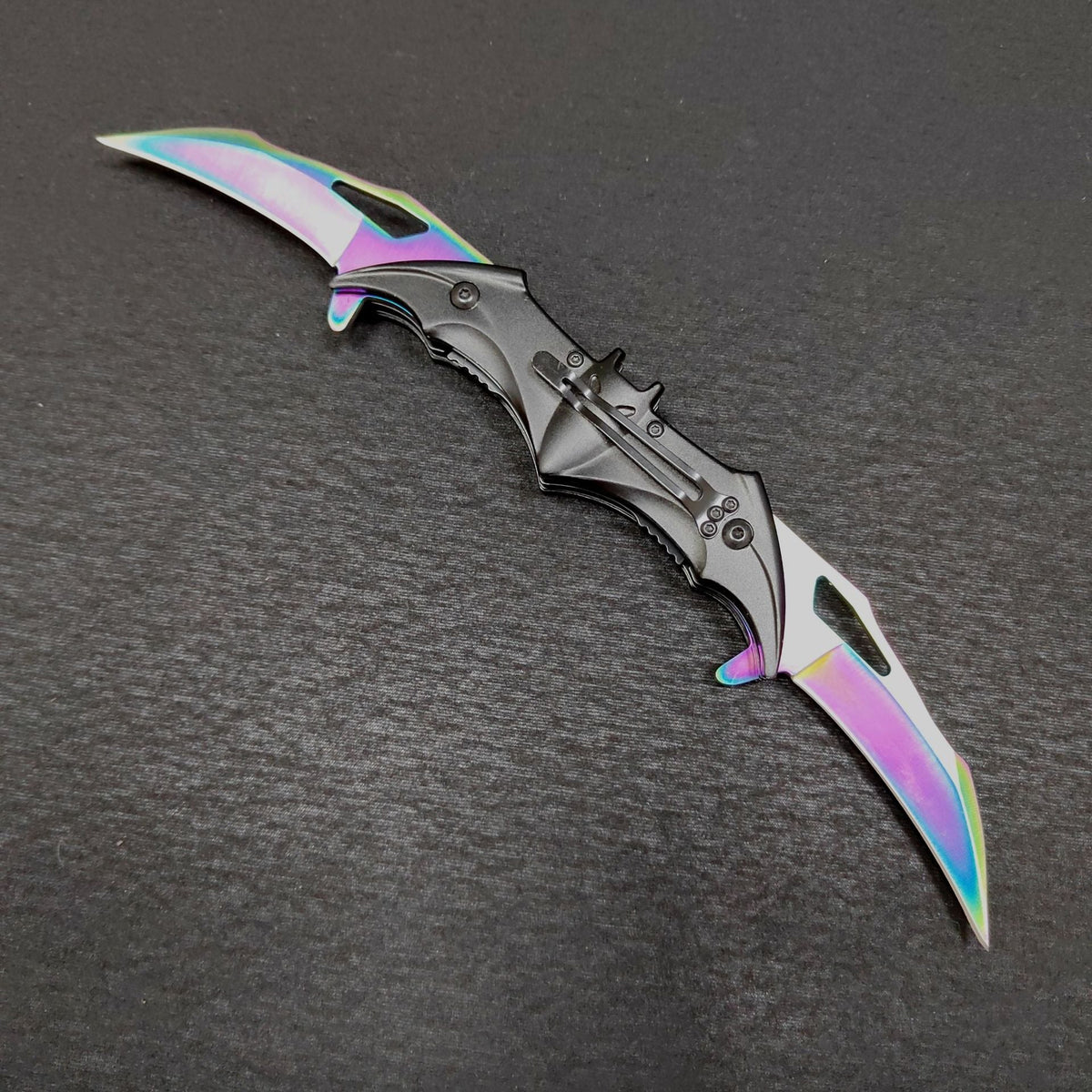Double Blade Steel Knife with Bat Inspired Design