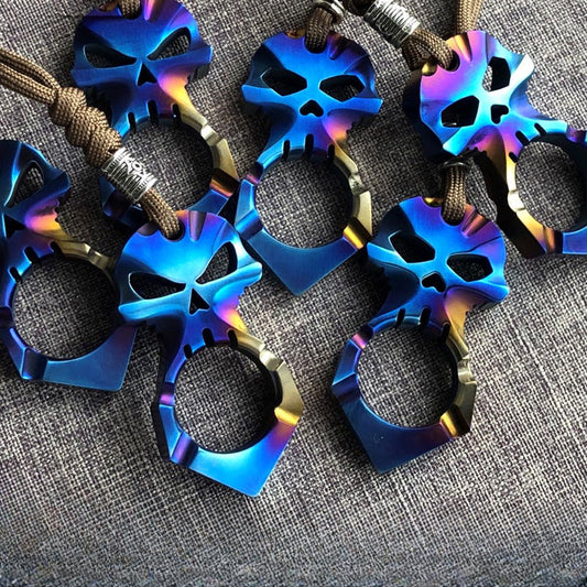 Outdoor Titanium Skull EDC Knuckle Duster Keychain