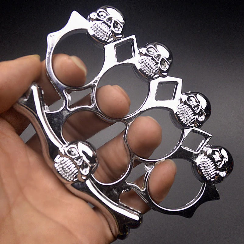 Skull Style Brass Knuckle Duster Heavy Duty Metal Defender Tool