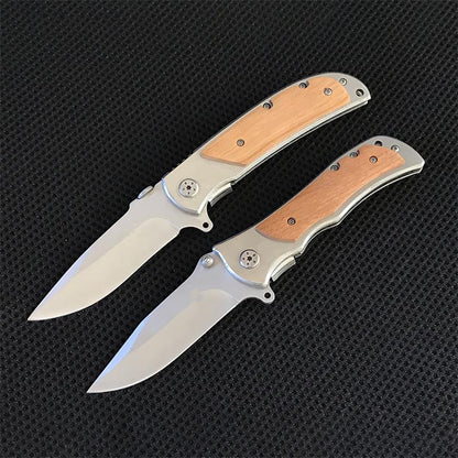 Folding Knife with Durable Wooden Handle for Everyday Self-defense
