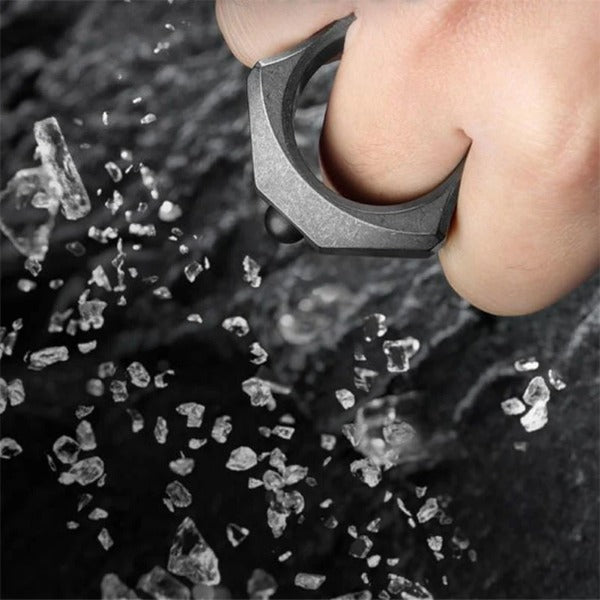 Minimalist Titanium Knuckle Duster Pendant for Single Finger Defense