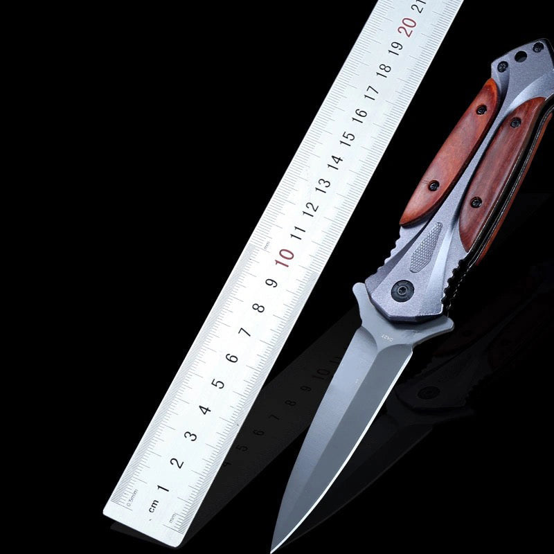 Camping Ready Wooden Handle Folding Knife for Outdoor Enthusiasts
