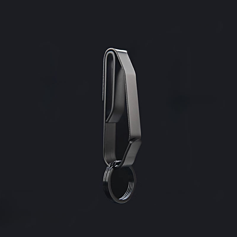Tactical Black Steel Belt Clip Keychain for Men’s Everyday Carry