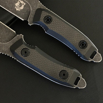 Liome Tactical Straight Knife with G10 and Carbon Fiber Grip for Outdoor Use