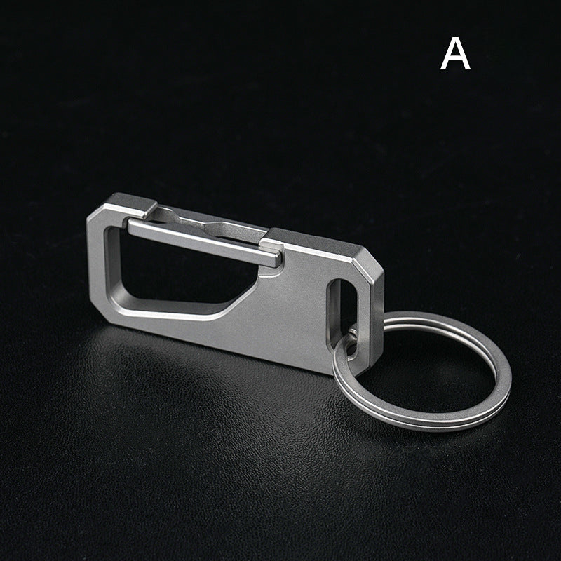 Multi-Function Titanium Car Keychain with Leather Strap
