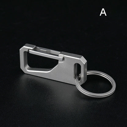 Multi-Function Titanium Car Keychain with Leather Strap