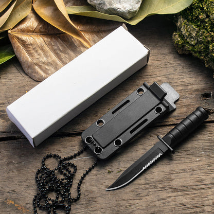 Mini Straight Knife Necklace with Built-in Multi-tool Defense Utility