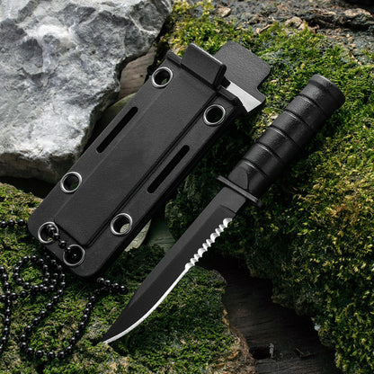 Mini Straight Knife Necklace with Built-in Multi-tool Defense Utility