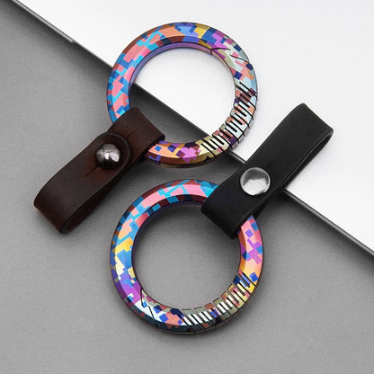 Colorful Mosaic Pattern Titanium Keychain for Elite Collectors