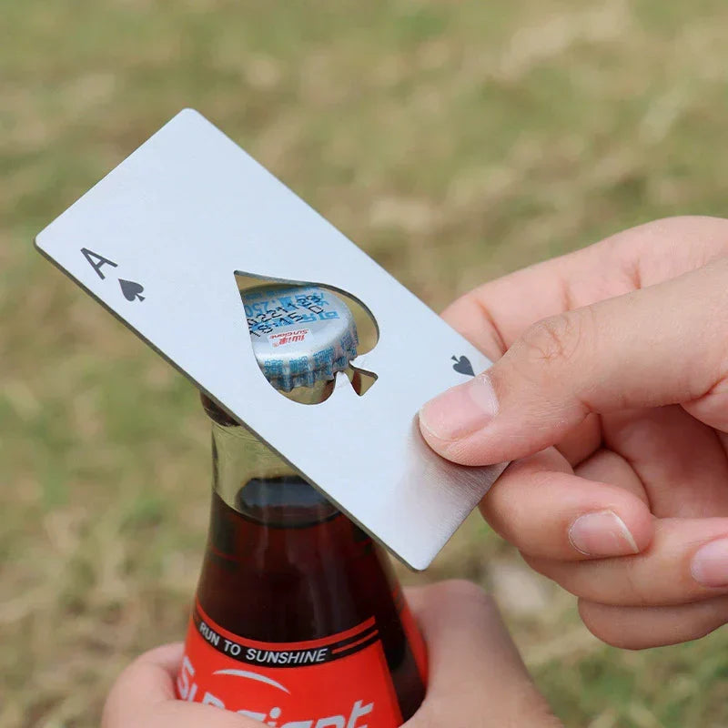 Steel Ace Card Bottle Opener for Home Bar and Beer Lifting