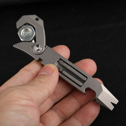 EDC Titanium Multitool Wrench Pry Bar Screwdriver Bottle Opener Stress Tool