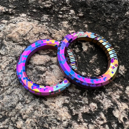 Colorful Mosaic Pattern Titanium Keychain for Elite Collectors
