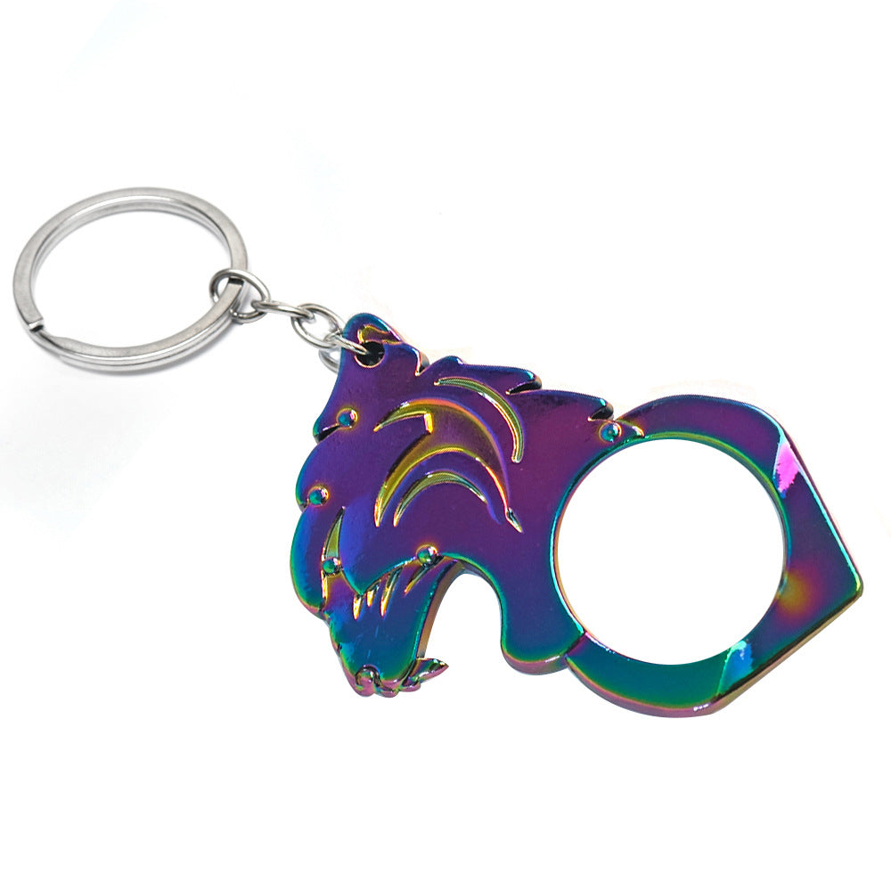 Knuckle Duster Self-defense Keychain Featuring Tiger Head