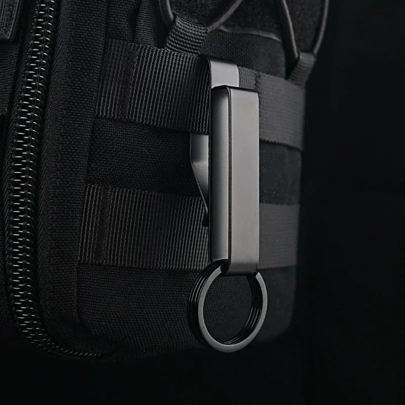 Tactical Black Steel Belt Clip Keychain for Men’s Everyday Carry