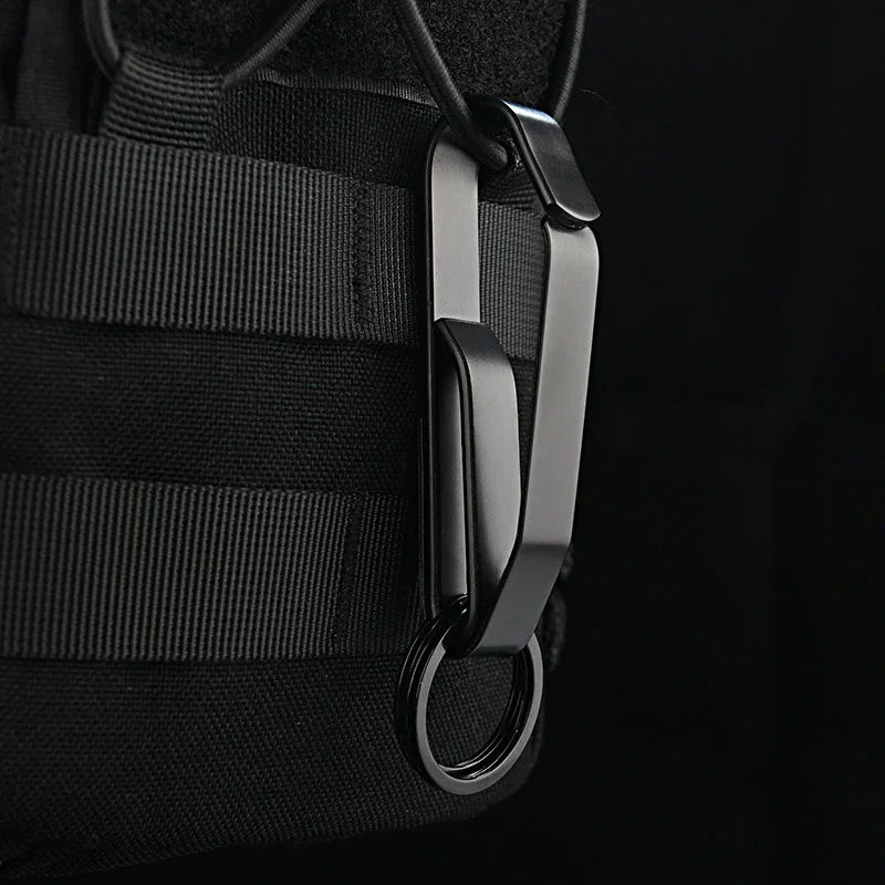Tactical Black Steel Belt Clip Keychain for Men’s Everyday Carry