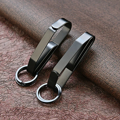 Tactical Black Steel Belt Clip Keychain for Men’s Everyday Carry