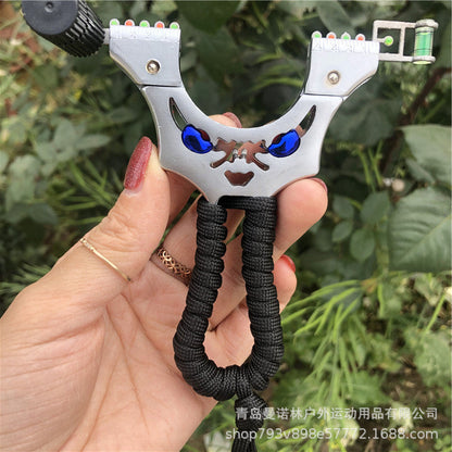 LED Equipped Metal Slingshot with Laser Sight for Outdoor Use