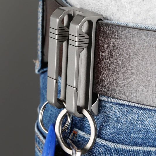 Titanium Waist Clip Chain Hanger Key Holder Lock Ring Belt Buckle for Men