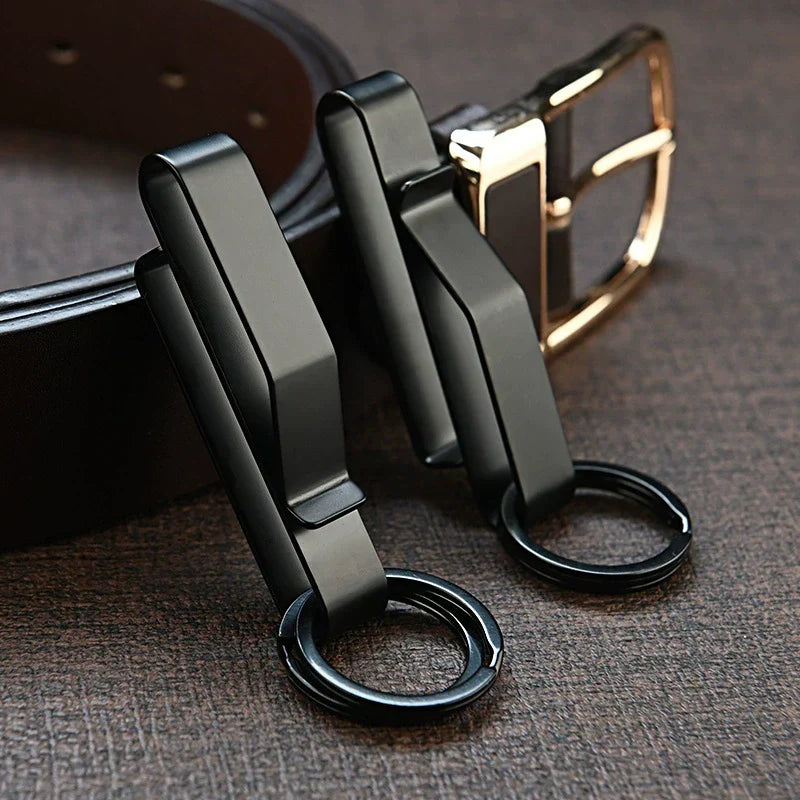 Tactical Black Steel Belt Clip Keychain for Men’s Everyday Carry