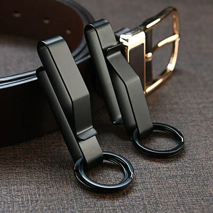 Tactical Black Steel Belt Clip Keychain for Men’s Everyday Carry