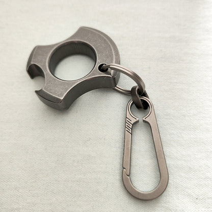 Titanium TC21 Single Finger Knuckle Duster Keychain for EDC Bike Self Defense and Opener