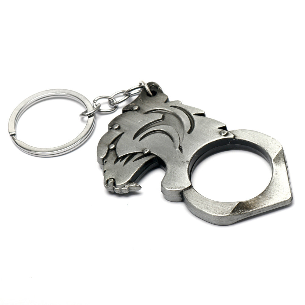 Knuckle Duster Self-defense Keychain Featuring Tiger Head
