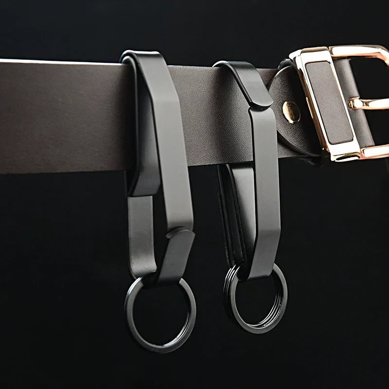 Tactical Black Steel Belt Clip Keychain for Men’s Everyday Carry
