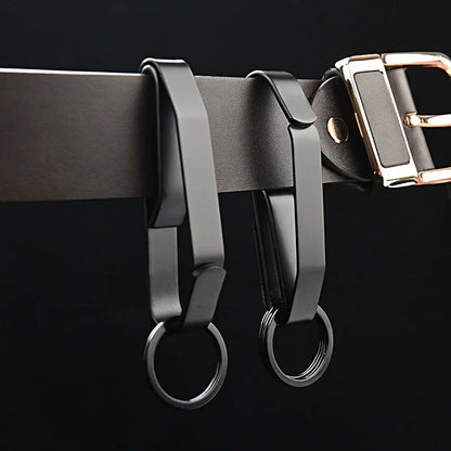 Tactical Black Steel Belt Clip Keychain for Men’s Everyday Carry