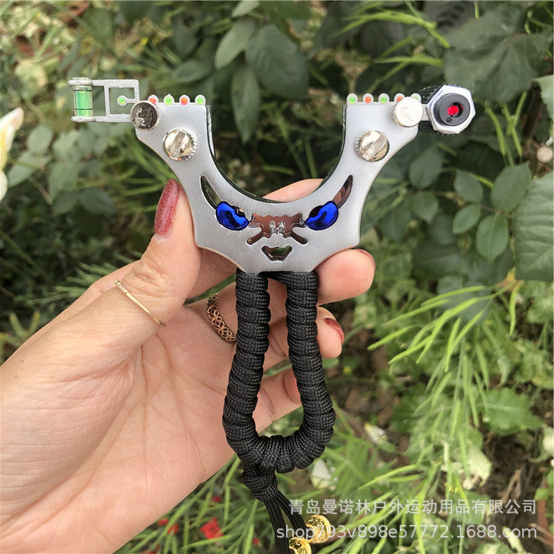 LED Equipped Metal Slingshot with Laser Sight for Outdoor Use