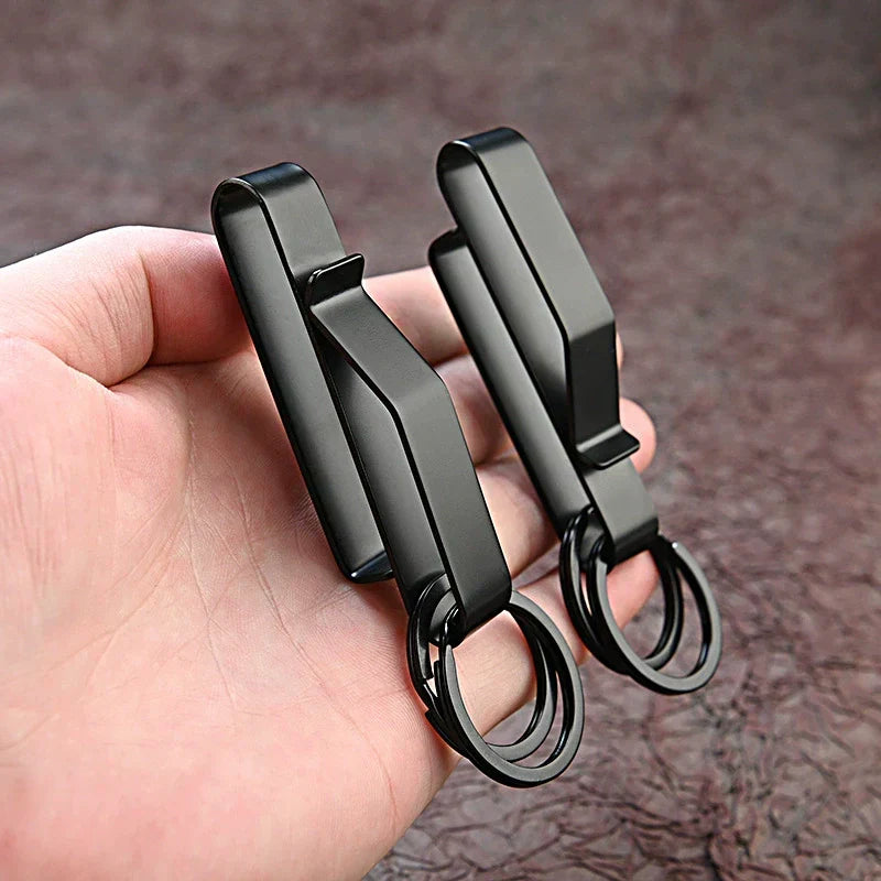 Tactical Black Steel Belt Clip Keychain for Men’s Everyday Carry
