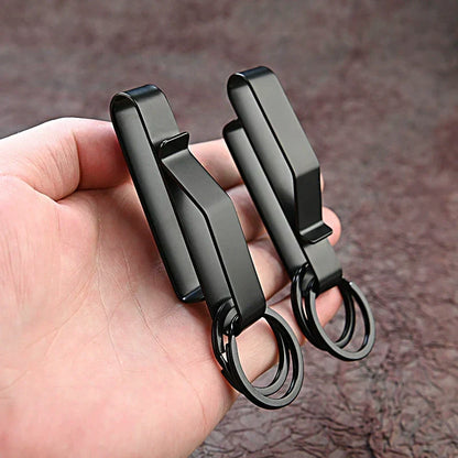 Tactical Black Steel Belt Clip Keychain for Men’s Everyday Carry