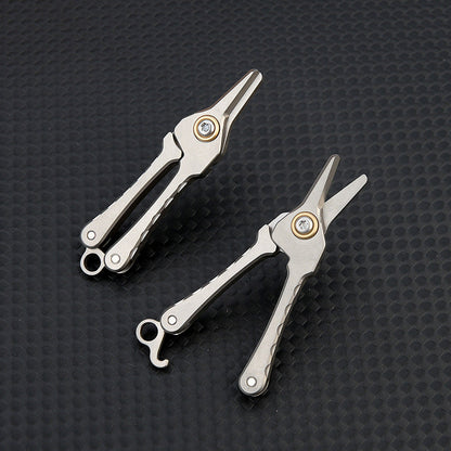 Portable Titanium Keychain Scissors for Hair and Beard Grooming