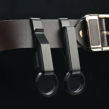 Tactical Black Steel Belt Clip Keychain for Men’s Everyday Carry