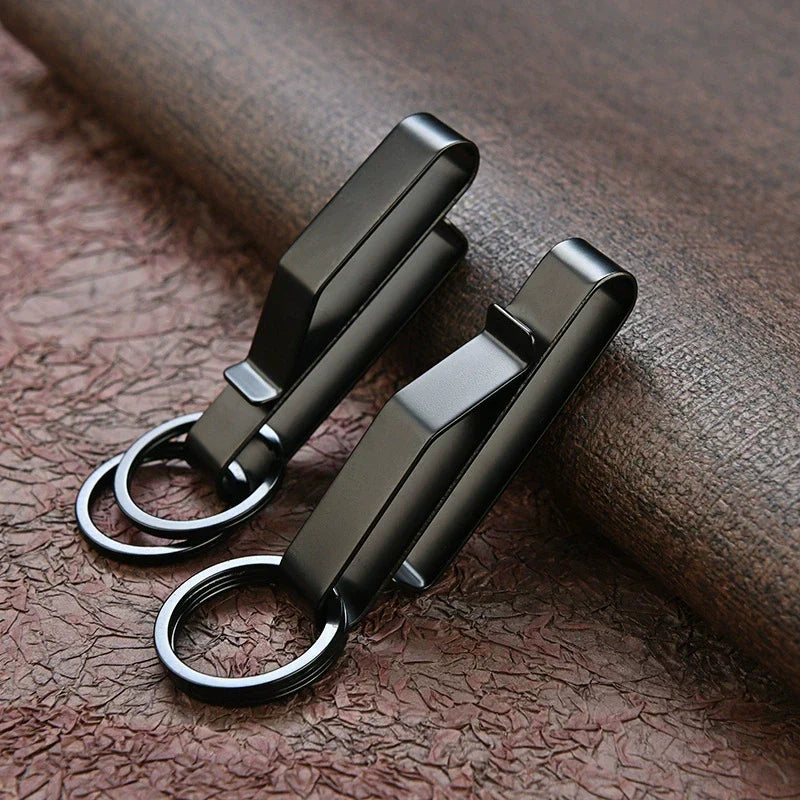 Tactical Black Steel Belt Clip Keychain for Men’s Everyday Carry