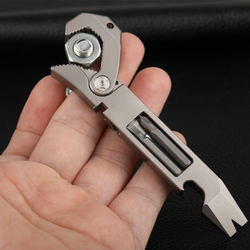 EDC Titanium Multitool Wrench Pry Bar Screwdriver Bottle Opener Stress Tool
