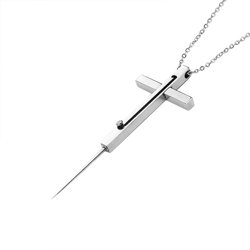 Cross EDC Retractable Pocket Knife Necklace for Personal Defense