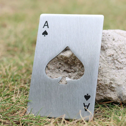 Steel Ace Card Bottle Opener for Home Bar and Beer Lifting