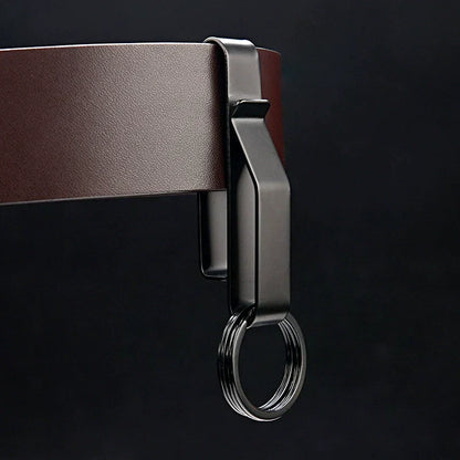Tactical Black Steel Belt Clip Keychain for Men’s Everyday Carry