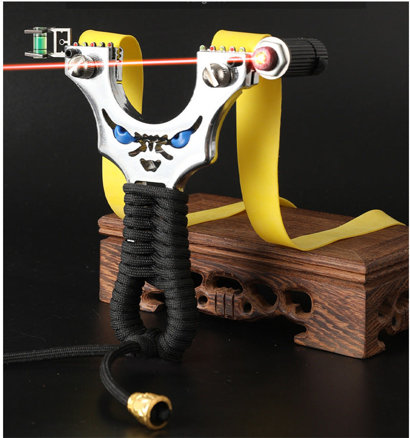 LED Equipped Metal Slingshot with Laser Sight for Outdoor Use