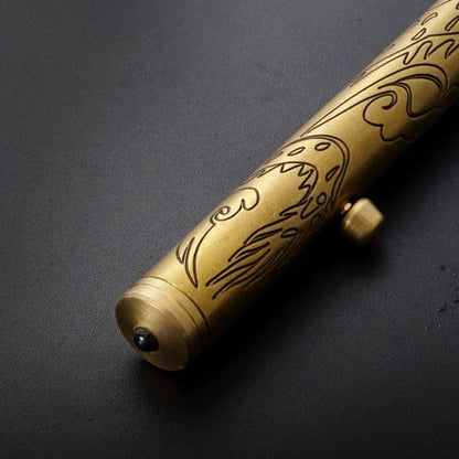 Brass Ballpoint Pen with DragonScript Engraving