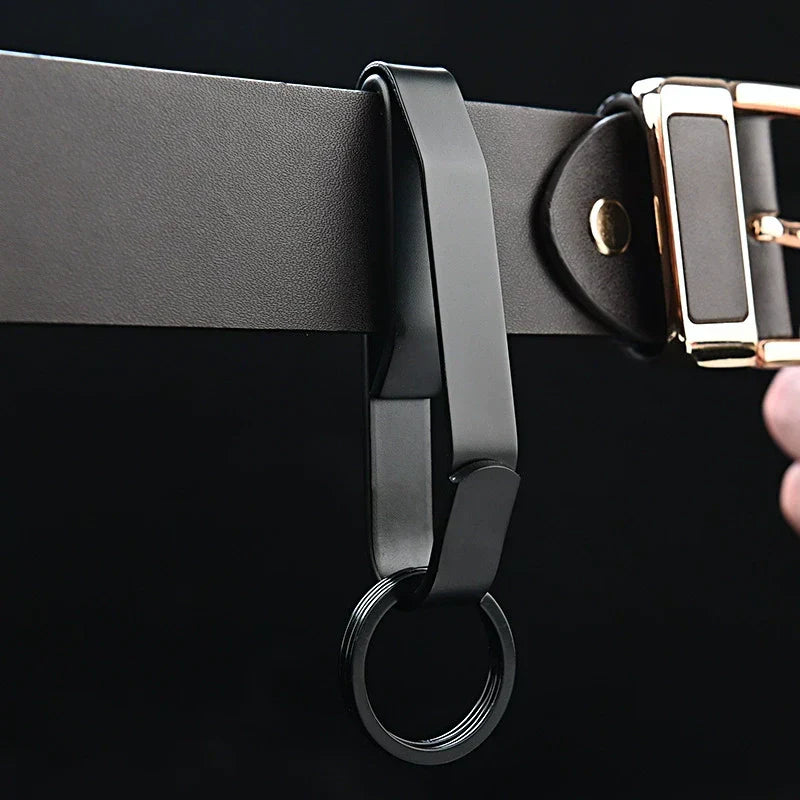 Tactical Black Steel Belt Clip Keychain for Men’s Everyday Carry