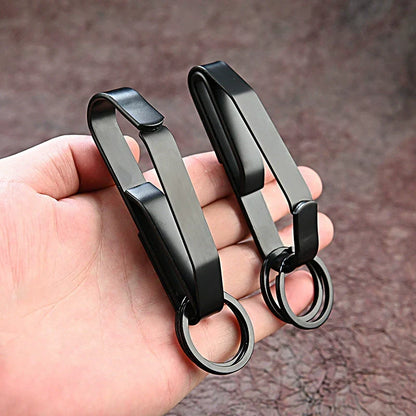 Tactical Black Steel Belt Clip Keychain for Men’s Everyday Carry