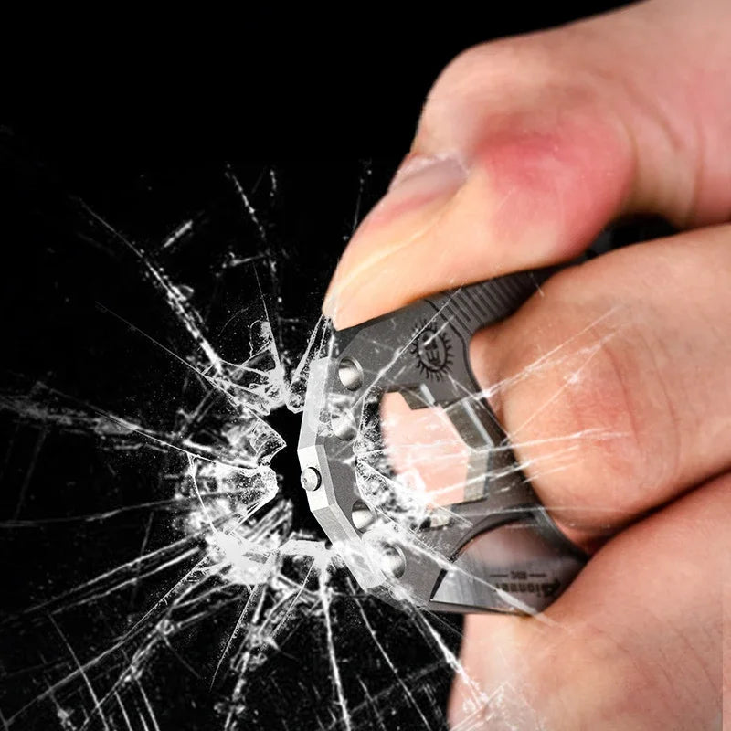 Titanium Alloy Multi-tool Key Chain Guard Featuring Knuckle Duster for Self-defense