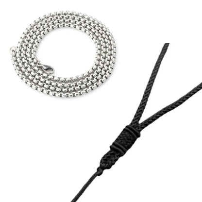 Black Cord Necklace with Stainless Steel Chain for Casual and Formal Looks
